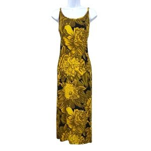 Rosey Tomato Floral Yellow and Black Maxi Dress